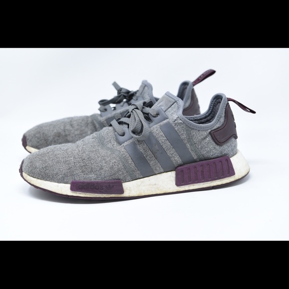 adidas nmd r1 wool grey four maroon